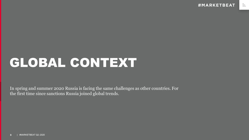 In&nbsp;spring and summer 2020 Russia is&nbsp;facing the same challenges as&nbsp;other countries. For the first time since sanctions Russia joined global trends.